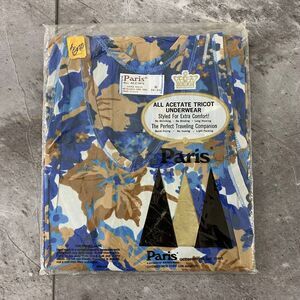 Vtg 60s 70s Paris Acetate Tricot Floral Print Mens Under Shirt‎ Small 34-36